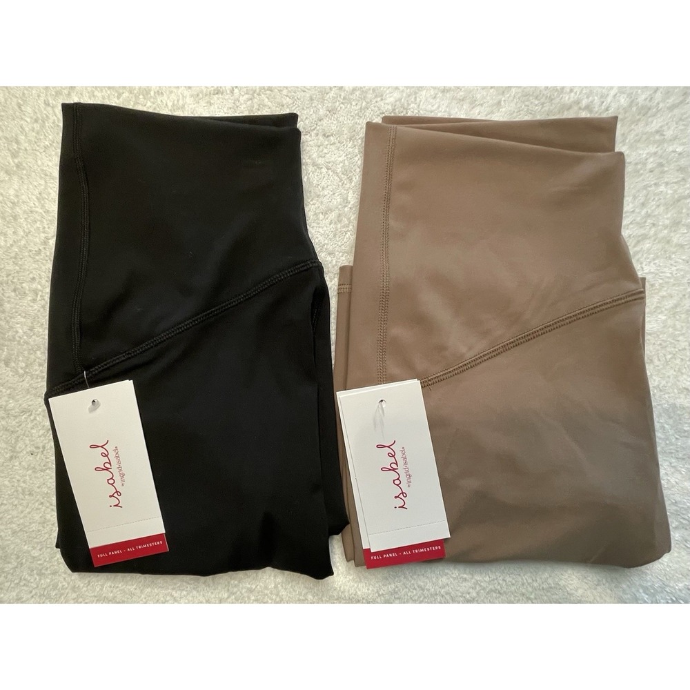 New Lot Isabel Maternity Butter Soft Bike Shorts Size Small Black Tan 8' Inseam